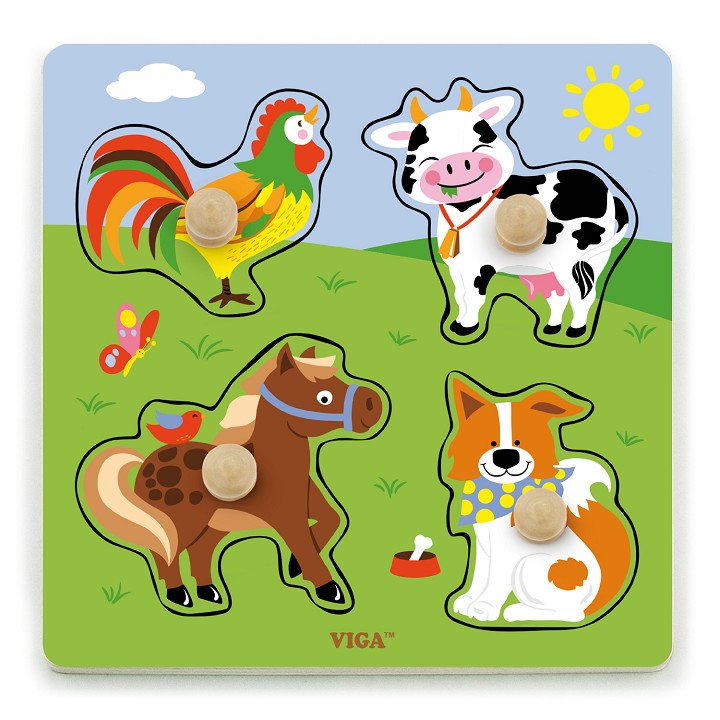 Knob puzzle - farm animals - 4 pieces
